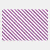 Feuille De Papier Cadeau Fleurs de Marguerite Violette Rayures Points (Devant 2)