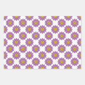 Feuille De Papier Cadeau Fleurs de Marguerite Violette Rayures Points (Devant)