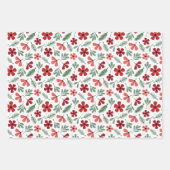 Feuille De Papier Cadeau Fleurs de Noël Berries rouges vertes (Devant 3)