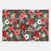 Feuille De Papier Cadeau Fleurs de Noël Berries rouges vertes (Devant)