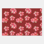 Feuille De Papier Cadeau Fleurs de Noël Poinsettia classiques (Devant)