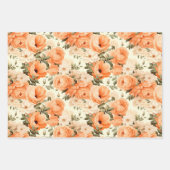 Feuille De Papier Cadeau Fleurs de pêche beige délicates (Devant)