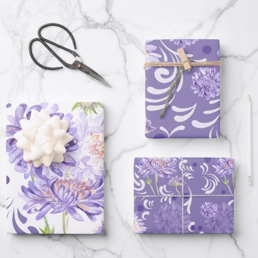 Feuille De Papier Cadeau fleurs de prairie pourpres (Recto)