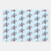 Feuille De Papier Cadeau Fleurs de printemps bleu Jay (Devant)
