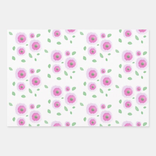 Feuille De Papier Cadeau Fleurs de Puffy (Devant)