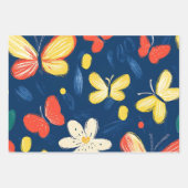 Feuille De Papier Cadeau Fleurs de rayonne et papillon (Devant)