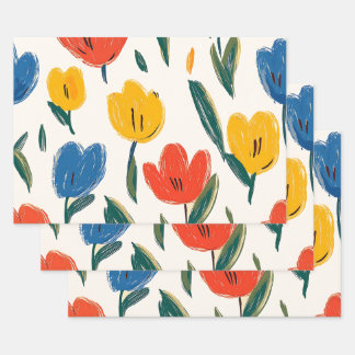 Feuille De Papier Cadeau Fleurs de rayonne et papillon