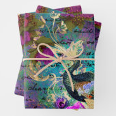 Feuille De Papier Cadeau Fleurs de roche et de violet (En situation)