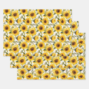 Feuille De Papier Cadeau Fleurs de soleil
