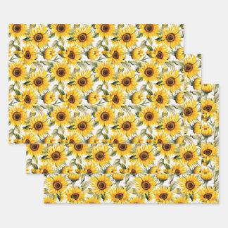 Feuille De Papier Cadeau Fleurs de soleil