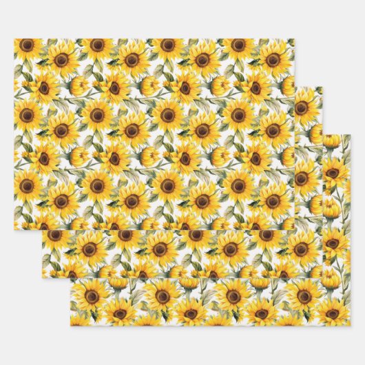 Feuille De Papier Cadeau Fleurs de soleil (Lot)