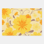 Feuille De Papier Cadeau Fleurs de soleil rétro - Modèle floral jaune (Devant 3)