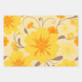 Feuille De Papier Cadeau Fleurs de soleil rétro - Modèle floral jaune (Devant 2)