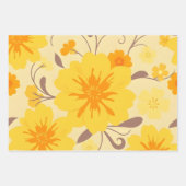 Feuille De Papier Cadeau Fleurs de soleil rétro - Modèle floral jaune (Devant)
