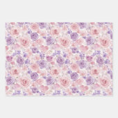 Feuille De Papier Cadeau Fleurs de teint rose violet Mariage (Devant)