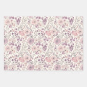 Feuille De Papier Cadeau Fleurs de teint rose violet Mariage Shower coeurs (Devant 3)