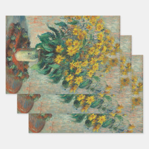 Feuille De Papier Cadeau Fleurs de topinambour par Claude Monet