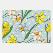 Feuille De Papier Cadeau Fleurs dessinées à la main adorable Purple Blue Ro (Devant 2)