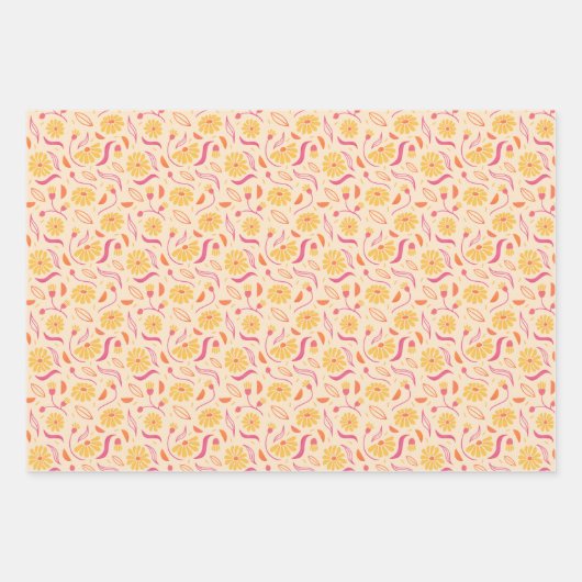 Feuille De Papier Cadeau Fleurs d'été (Devant)