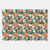 Feuille De Papier Cadeau Fleurs d'été orange (Devant)
