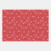 Feuille De Papier Cadeau Fleurs d'Hibiscus blanc en fleurs sur le rouge (Devant 3)