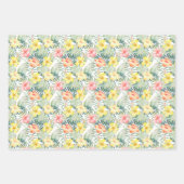 Feuille De Papier Cadeau Fleurs d'Hibiscus jaune rose tropical (Devant 2)