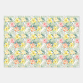 Feuille De Papier Cadeau Fleurs d'Hibiscus jaune rose tropical (Devant)