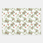 Feuille De Papier Cadeau Fleurs d'hiver, baies et feuillage (Devant)