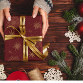 Feuille De Papier Cadeau Fleurs d'or et étoiles en Bourgogne