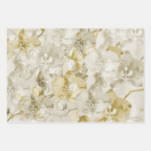 Feuille De Papier Cadeau Fleurs d'orchidée crème doré Shower de mariage (Devant 3)