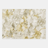 Feuille De Papier Cadeau Fleurs d'orchidée crème doré Shower de mariage (Devant 2)