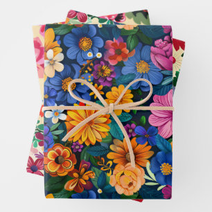Feuille De Papier Cadeau Fleurs du Mois du patrimoine hispanique