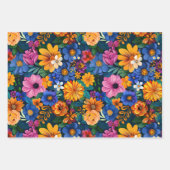 Feuille De Papier Cadeau Fleurs du Mois du patrimoine hispanique (Devant)