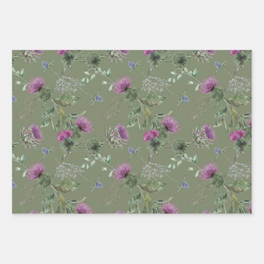 Feuille De Papier Cadeau Fleurs écossaises (Devant)