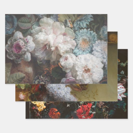 Feuille De Papier Cadeau Fleurs Encore Vie Découpage Néerlandais Lourd Avec (Lot)