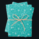 Feuille De Papier Cadeau Fleurs Épanouies sur Turquoise<br><div class="desc">Trois feuilles de papier d'emballage présentent des contours de fleurs d'hibiscus blanc tropical sur un fond turquoise (ou de la couleur de votre choix). Beau papier cadeau pour anniversaire,  mariage,  anniversaire de mariage,  ou toute occasion. PLUS de couleurs dans notre boutique.</div>