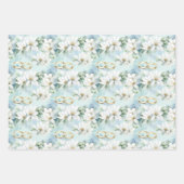 Feuille De Papier Cadeau Fleurs et anneaux de mariage romantiques (Devant 3)