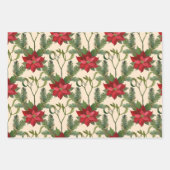 Feuille De Papier Cadeau Fleurs et branches de pins rouges de Noël (Devant 2)