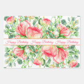 Feuille De Papier Cadeau Fleurs et feuillages assortis à l'aquarelle (Devant 3)