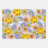 Feuille De Papier Cadeau Fleurs et jonquilles de couleur mélangées (Devant 3)