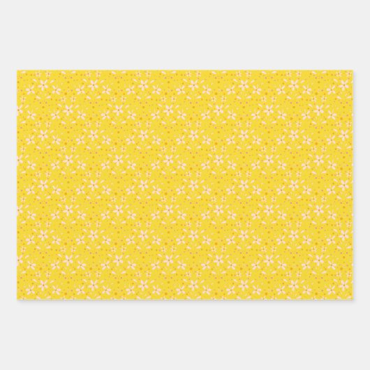 Feuille De Papier Cadeau Fleurs et points (Devant 3)