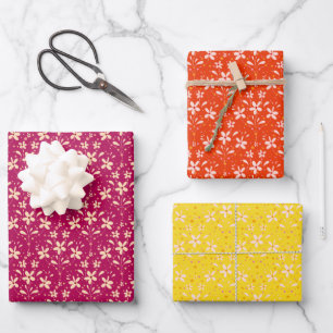 Feuille De Papier Cadeau Fleurs et points