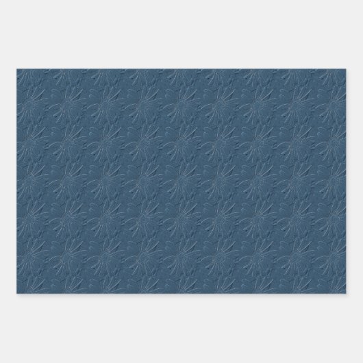 Feuille De Papier Cadeau Fleurs Faisy En Bleu Nature Motif Art (Devant 3)
