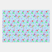 Feuille De Papier Cadeau Fleurs, Fleurs et Pois (Devant)