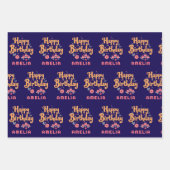 Feuille De Papier Cadeau Fleurs florales Bonne manipulation d'anniversaire (Devant)