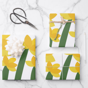 Feuille De Papier Cadeau Fleurs Florales de Narcisse Jaune