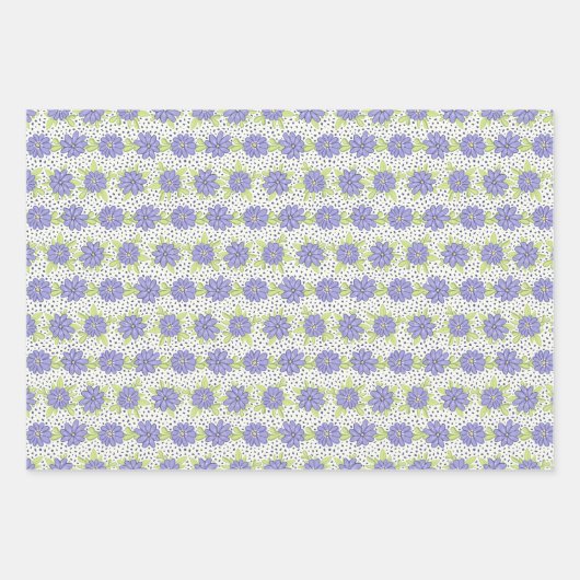 Feuille De Papier Cadeau Fleurs florales Lilac pourpres printanières (Devant 3)