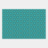 Feuille De Papier Cadeau Fleurs géométriques rétro Bleu jaune vif, Turquois (Devant 3)