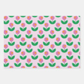 Feuille De Papier Cadeau Fleurs géométriques rose et vert (Devant 3)