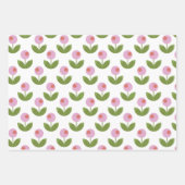 Feuille De Papier Cadeau Fleurs géométriques rose et vert (Devant)